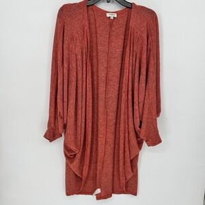 Umgee Womens Space Dye Open Front Cocoon Cardigan Rust Orange Size Medium/Large